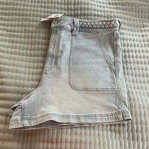 American Eagle Braided Waist Light Blue Jean Shorts